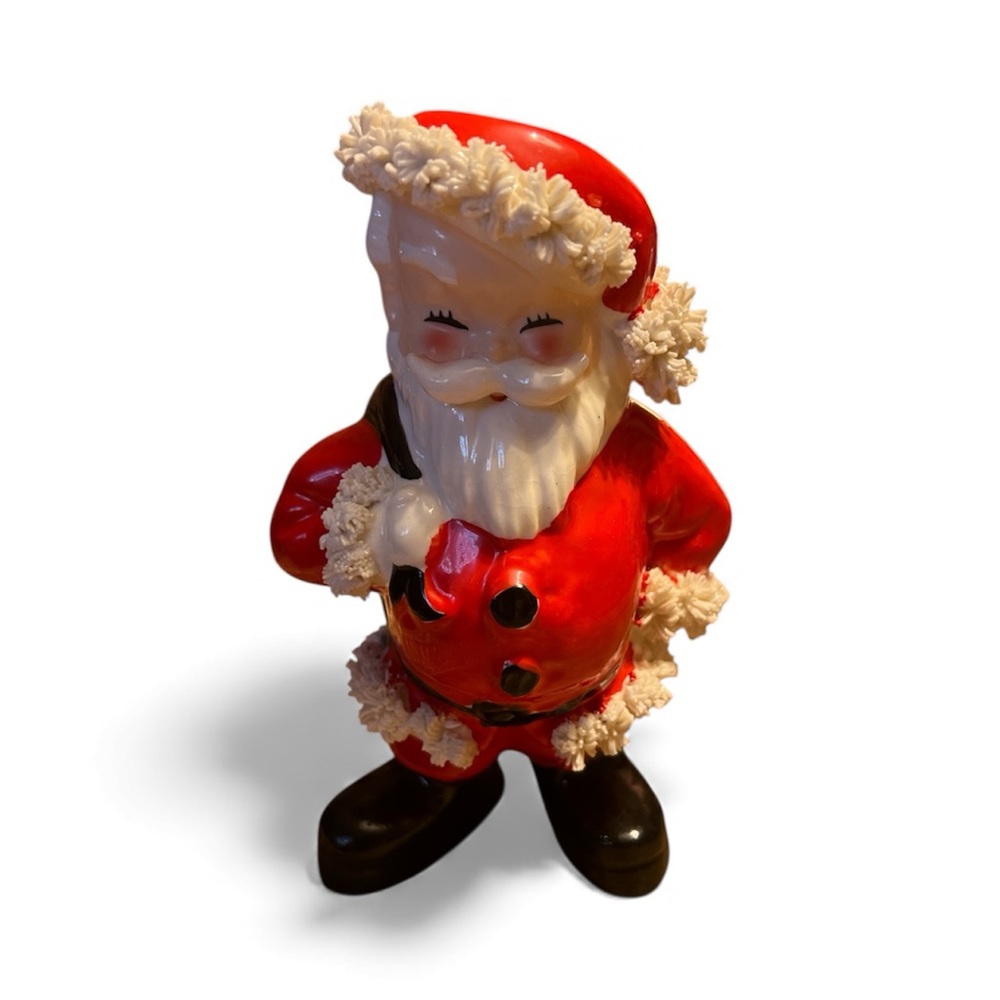 Napco Mid Century Vintage Spaghetti Santa Claus Figurine vase - Red and Black